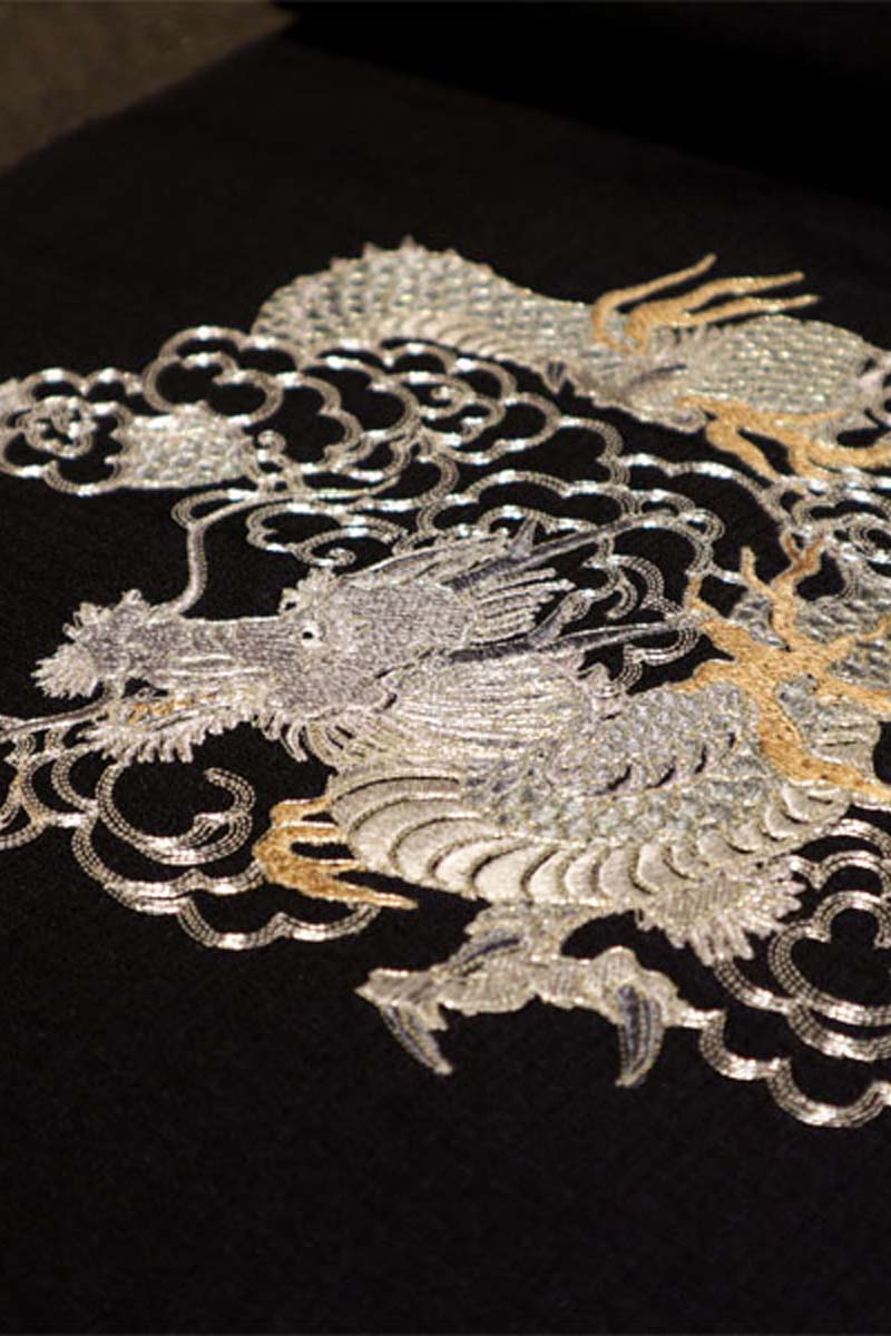 龍ジャガードミシン刺繍名古屋帯
